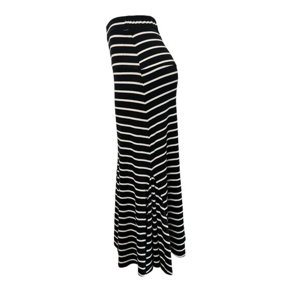 POOF Maxi Skirt Horizontal Black White Stripe High Rise Jersey Lightweight S - Picture 3 of 8